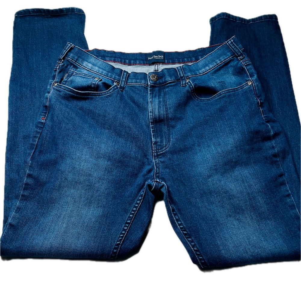 JACHS New York Men's 38x34 Tribeca Stretch Straight Blue Jeans